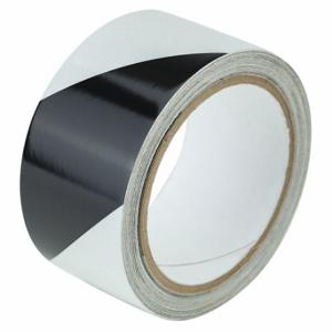 GRAINGER RS2BW Floor Marking Tape, Reflective, Striped, Black/White, 2 Inch x 30 ft, 5.5 mil Tape Thick | CP9PUQ 452C37