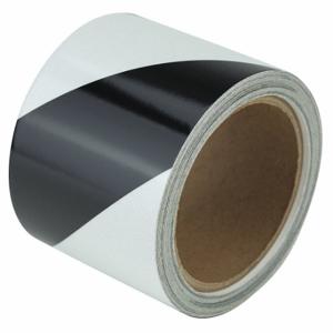 GRAINGER RS3BW Floor Marking Tape, Reflective, Striped, Black/White, 3 Inch x 30 ft, 5.5 mil Tape Thick | CP9PUR 452C43
