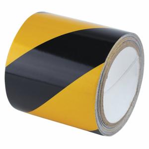 GRAINGER RS4BY Bodenmarkierungsband, reflektierend, gestreift, schwarz/gelb, 4 Zoll x 30 Fuß, 5.5 mil Banddicke | CP9PUV 452D58