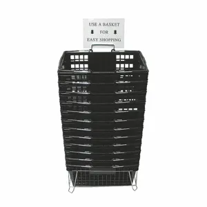 GRAINGER RWR-HDB-BK01ST Hand Basket, 18 1/4 x 12 1/4 x 8 5/8 Inch Size, Polypropylene, Black, Metal | CJ2JZD 4YFF1