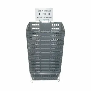 GRAINGER RWR-HDB-GY01ST Hand Basket, 18 1/4 x 12 1/4 x 8 5/8 Inch Size, Polypropylene, Gray, Metal | CJ2JZE 4YFF5