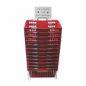 GRAINGER RWR-HDB-RD02ST Hand Basket, 18 1/4 x 12 1/4 x 8 5/8 Inch Size, Polypropylene, Red, Metal | CJ2JZF 4YFF4