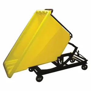 GRAINGER SD-5/8 CASTER YELLOW Self-Dumping Hopper, 16.7 Cu ft Cubic Foot Capacity, 59 Inch Length, Yellow | CQ4LPZ 8PNF2