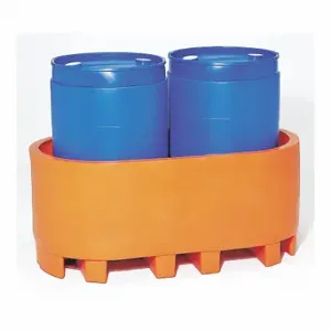 GRAINGER SP-255 ORANGE Drum Spill Container, 55 Gal Spill Capacity, 1800 Lb Load Capacity, Orange | CQ4ZLD 8AAU7