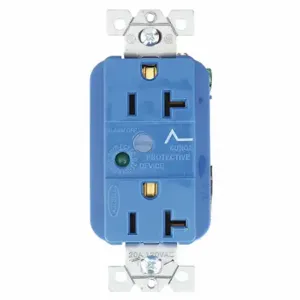 GRAINGER SP53A Receptacle, Duplex, 5-20R, 20 A, 125V AC, Blue, 2 Poles, Screw Terminals, Std Resist, 5-20 | CP8XVY 49YZ34