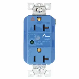 GRAINGER SP53IGA Receptacle, Duplex, 5-20R, 20 A, 125V AC, Blue, 2 Poles, Screw Terminals, Std Resist, 5-20 | CP8XYN 49YZ35