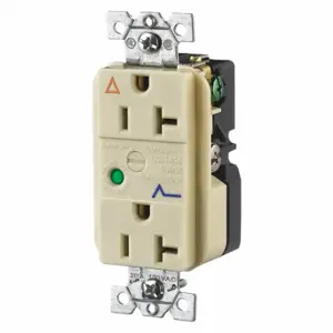 GRAINGER SP53IGIA Receptacle, Duplex, 5-20R, 20 A, 125V AC, Ivory, 2 Poles, Screw Terminals, Std Resist | CP8XWL 52HE24