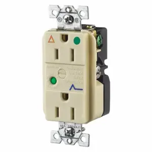 GRAINGER SP82IGIA Receptacle, Duplex, 5-15R, 15 A, 125V AC, Ivory, 2 Poles, Screw Terminals, Hospital Grade | CQ2EXB 52HE26