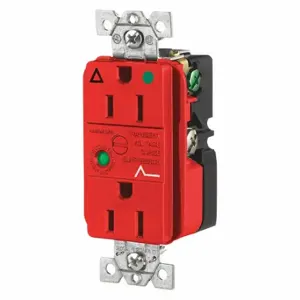 GRAINGER SP82IGRA Receptacle, Duplex, 5-15R, 15 A, 125V AC, Red, 2 Poles, Screw Terminals, Hospital Grade | CQ2EXK 52HE28