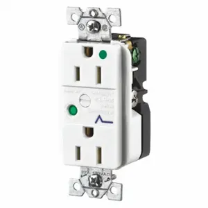 GRAINGER SP82WA Receptacle, Duplex, 5-15R, 15 A, 125V AC, White, 2 Poles, Screw Terminals, Hospital Grade | CQ2EXR 52HE30