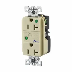 GRAINGER SP83IA Receptacle, Duplex, 5-20R, 20 A, 125V AC, Ivory, 2 Poles, Screw Terminals, Hospital Grade | CQ2EYJ 52HE31