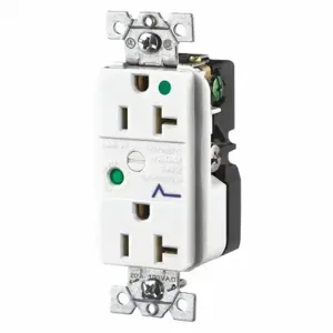 GRAINGER SP83WA Receptacle, Duplex, 5-20R, 20 A, 125V AC, White, 2 Poles, Screw Terminals, Hospital Grade | CQ2EZA 52HE37