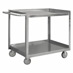 GRAINGER SRSC2022482FLD4PU SS Flat Handle Utility Cart, 600 Lbs. Load Capacity, No. of Shelves 2 | CD2KNM 16D066