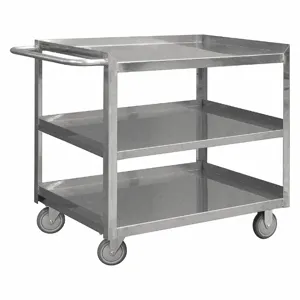 GRAINGER SRSC2022483FLD4PU Utility Cart, 600 Lbs. Load Capacity, Number of Shelves 3, Stainless Steel | CD3VZG 16D078