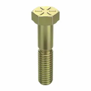 GRAINGER TAPG8ZYL3816134 Hex Head Cap Screw, Steel, Grade 8, Zinc Yellow, 3/8 16, Coarse, 1 3/4 Inch Length | CQ6XME 30Z433