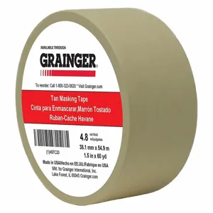 GRAINGER TC106-1.5 X 60YD Masking Tape, 1 1/2 x 60 yd., 4.8 mil Tape Thickness, Rubber Adhesive, Tan | CJ3VXV 497C20