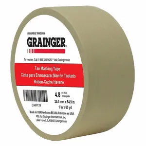 GRAINGER TC106-1 X 60YD Masking Tape, 1 x 60 yd., 4.8 mil Tape Thickness, Rubber Adhesive, Tan | CJ3VVW 497C19