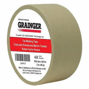 GRAINGER TC106-2 X 60YD Masking Tape, 2 x 60 yd., 4.8 mil Tape Thickness, Rubber Adhesive, Tan | CJ3VXP 497C21