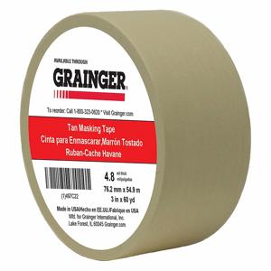 GRAINGER TC106-3 X 60YD Masking Tape, 3 x 60 yd., 4.8 mil Tape Thickness, Rubber Adhesive, Tan | CJ3VWT 497C22