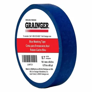 GRAINGER TC27-0.75 X 60YD Painter Tape, 3/4 x 60 yd., 5.7 mil Thickness, Rubber Adhesive | CJ3VXW 497C31