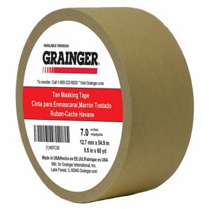 GRAINGER TC450-0.5 x 60YD Abdeckband, 1/2 x 60 yd., 7 mil Banddicke, Gummikleber, Hellbraun | CJ3VYT 497C38