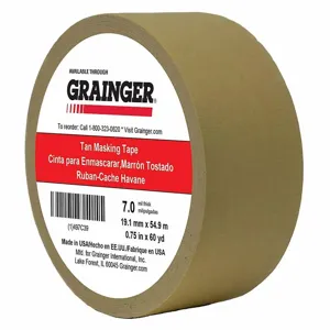 GRAINGER TC450-0.75 X 60YD Masking Tape, 3/4 x 60 yd., 7 mil Tape Thickness, Rubber Adhesive, Tan | CJ3VYU 497C39