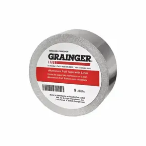 GRAINGER TC625L Foil Tape, TC625L, 1 Inch x 60 yd, 5 mil Thick, Aluminum, Acrylic, -40 Deg to 275 Deg F | CP9QPC 49Z344