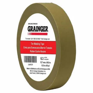 GRAINGER TC650-0.5 X 60YD Masking Tape, 1/2 x 60 yd., 6.3 mil Tape Thickness, Rubber Adhesive, Tan | CJ3VXM 497C87