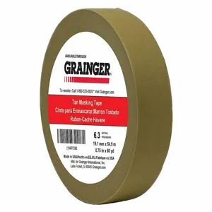 GRAINGER TC650-0.75 X 60YD Masking Tape, 3/4 x 60 yd., 6.3 mil Tape Thickness, Rubber Adhesive, Tan | CJ3VWY 497C88