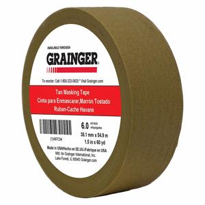 GRAINGER TC97-1.5 X 60YD Pressure Sensitive Paper Tape, Rubber, 5.7mil Thickness, 1 1/2 Inch Width, Tan | CJ3BKN 497C94