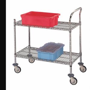 GRAINGER U2-1836C-RP Utility Cart With Three-Sided Lipped Wire Shelves, 500 lb Load Capacity, Silver | CQ7YXK 9KG61