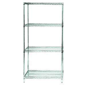 GRAINGER WR74-1848S Wire Shelving Unit, Starter, 48 Inch x 18 Inch, 74 Inch OverallHeight, 4 Shelves, Silver | CQ7DMN 45TW10