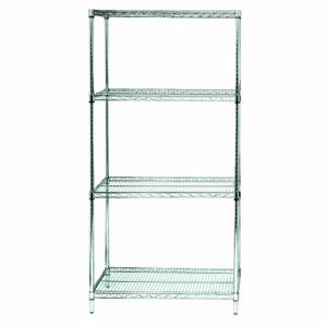 GRAINGER WR63-2436S Wire Shelving Unit, Starter, 36 Inch x 24 Inch, 63 Inch OverallHeight, 4 Shelves, Silver | CQ7DMH 45TW05