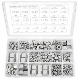 GRAINGER WWG16BMUSMGR Hex Locknut Assortment, Stainless Steel | CQ2AFC 4FAE2