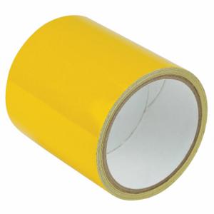 GRAINGER ZRF4X5YL Floor Marking Tape, Reflective, Solid, Yellow, 4 Inch x 15 ft, 5.5 mil Tape Thick | CP9PUJ 452A86