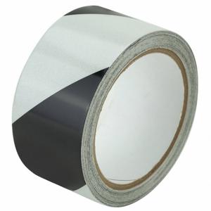 GRAINGER ZRS2X10BWCH Floor Marking Tape, Reflective, Solid, Black/White, 2 Inch x 30 ft, 5.5 mil Tape Thick | CP9PRT 452C39
