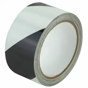 GRAINGER ZRS2X10BWCH Floor Marking Tape, Reflective, Solid, Black/White, 2 Inch x 30 ft, 5.5 mil Tape Thick | CP9PRT 452C39