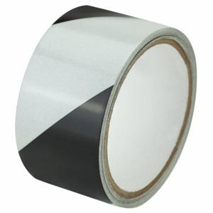 GRAINGER ZRS2X5BW Floor Marking Tape, Reflective, Striped, Black/White, 2 Inch x 15 ft, 5.5 mil Tape Thick | CP9PUP 452C73