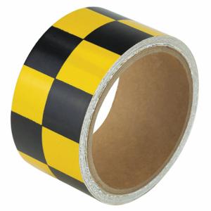 GRAINGER ZRS2X5BY-CH Floor Marking Tape, Reflective, Checkered, Black/Yellow, 2 Inch x 15 ft | CP9PRQ 452A77