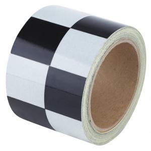 GRAINGER ZRS3BW-CH Floor Marking Tape, Reflective, Checkered, Black/White, 3 Inch x 30 ft, 5.5 mil Tape Thick | CP9PRP 452C45