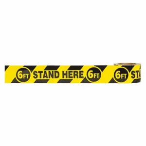 GRAINGER ZVM6FTSH Floor Marking Tape, Message, Message/Striped, Black/Yellow, Social Distancing | CP9PRN 56LV97