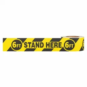 GRAINGER ZWAS6FTSH Floor Marking Tape, Message, Message/Striped, Black/Yellow, Social Distancing | CP9PVJ 56LV95