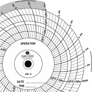 GRAFIKSTEUERUNGEN Chart 009, kreisförmiges Papierdiagramm, 4-Zoll-Diagrammdurchmesser, 120 bis 240 VAC, 60er-Pack | CR3HKJ 30ZX64