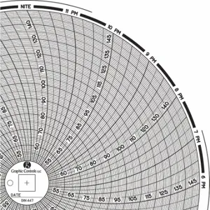 GRAPHIC CONTROLS Chart 447 Circular Paper Chart, 8 Inch Chart Dia, 50 Deg to 150 Deg F/C, 60 Pack | CR3HQA 30ZY30