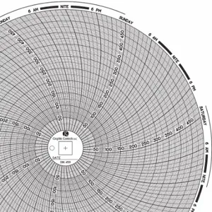 GRAPHIC CONTROLS Chart 459 Circular Paper Chart, 8 Inch Chart Dia, 0 Deg to 500 Deg F/C, 60 Pack | CR3HMF 30ZY48