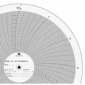 GRAPHIC CONTROLS MC MP-20000-1H Circular Paper Chart, 11 Inch Chart Dia, 0 to 20000, 100 Pack, 1 hr Day | CR3HPN 21EK53