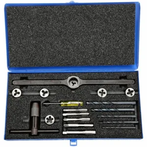 GREENFIELD THREADING 420368 Drill Bit, Tap, And Die Set, 15 Pieces, 5 Drills, 5 Taps, 5 Dies Inch Set, Round | CR3HUE 445M51