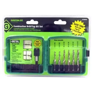 GREENLEE DTAPKIT Drill Tap Set, 6-32 To 1/4-20 Size, High Speed Steel, 6 Pieces | AD7RNR 4GB12