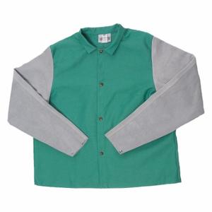 GUARD LINE FS538LS4XL Jacket Welders Green Proban with Leather, Cowhide, Orange, 4XL | CR3MRZ 33GU66