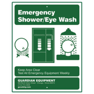 GUARDIAN EQUIPMENT 250-012G Recessed Emergency Shower/Eye Wash Sign | CJ7EAC
